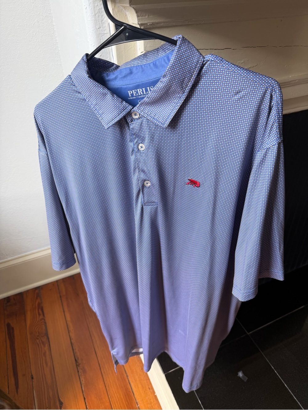 Perlis Crawfish Logo XL Blue Microdot Polo Shirt - Men's